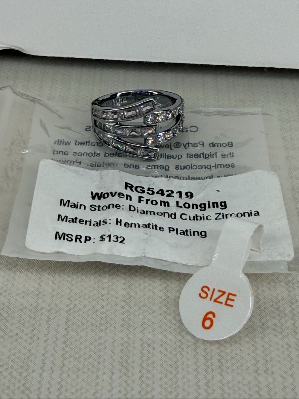 Bomb party og ring Woven From Longing Size 6